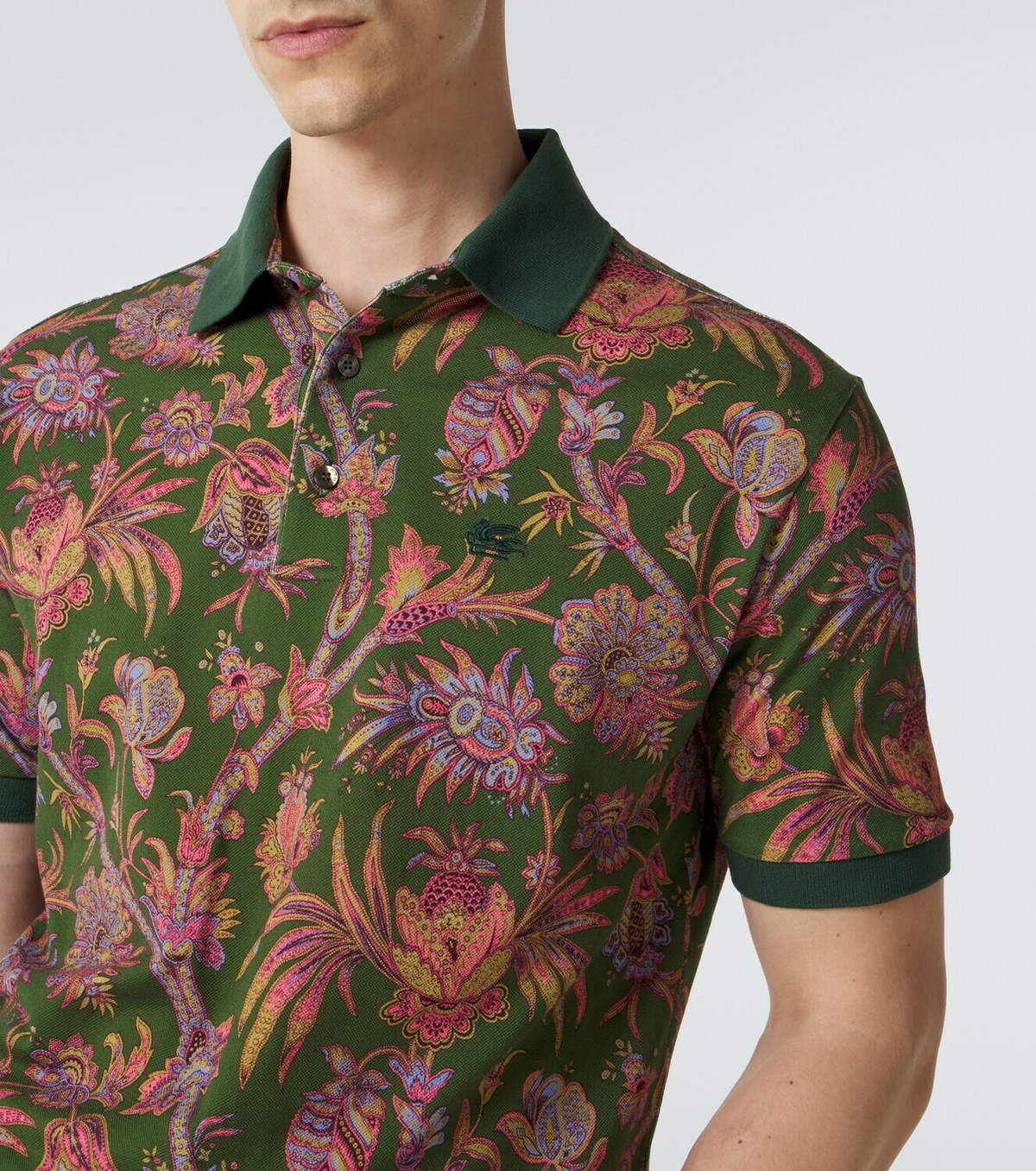 Etro Floral cotton piqué polo shirt