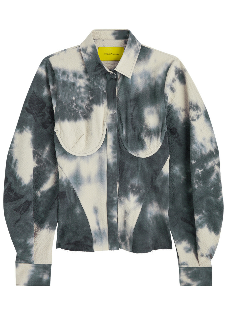 Marques' Almeida Tie-dye Seersucker Shirt Cream
