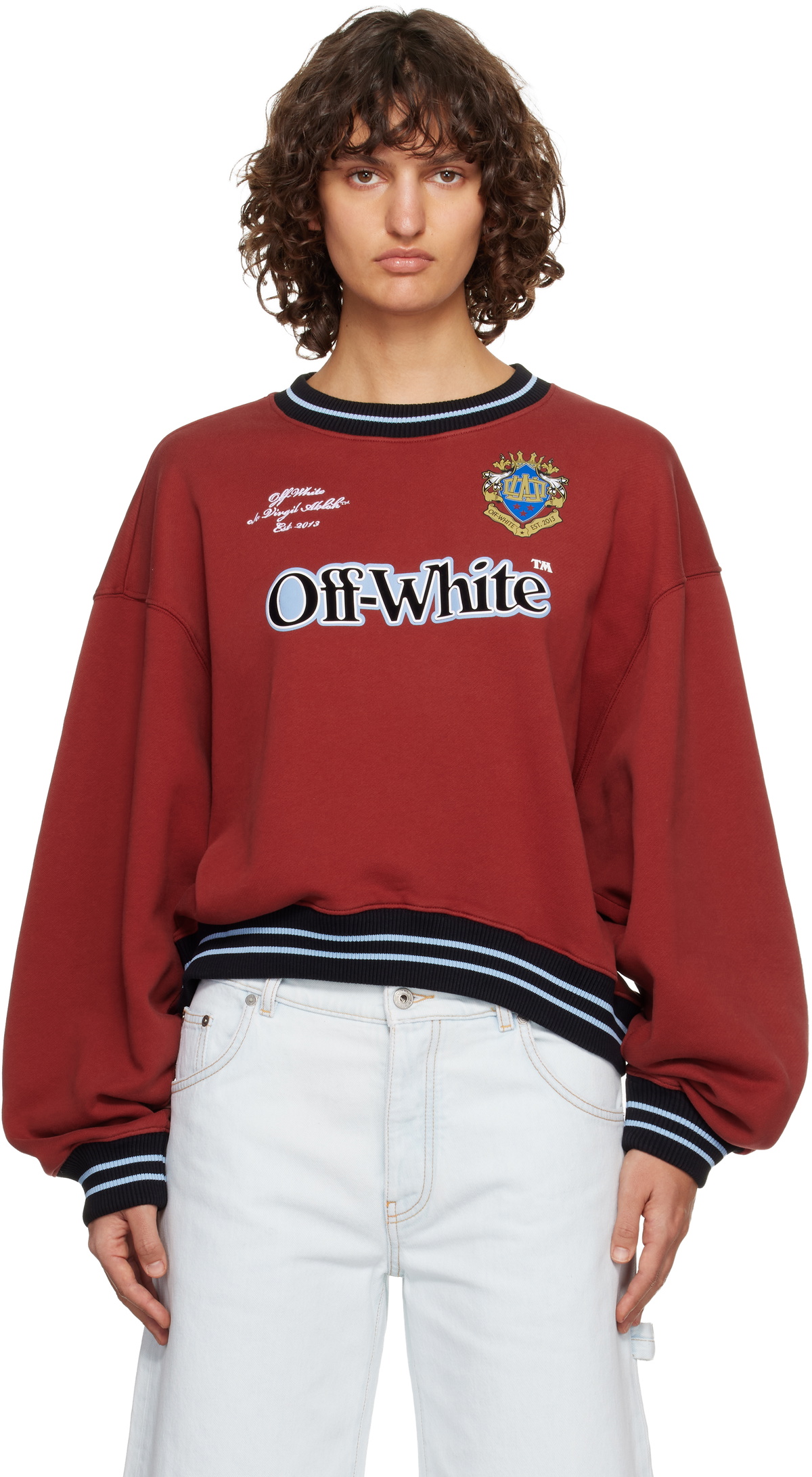 Off-White Red Sporty Over Crew Logo Sweatshirt