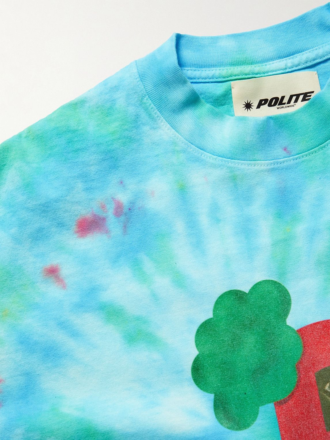 POLITE WORLDWIDE® - Proccoli Printed Tie-Dyed Cotton-Jersey T-Shirt - Blue