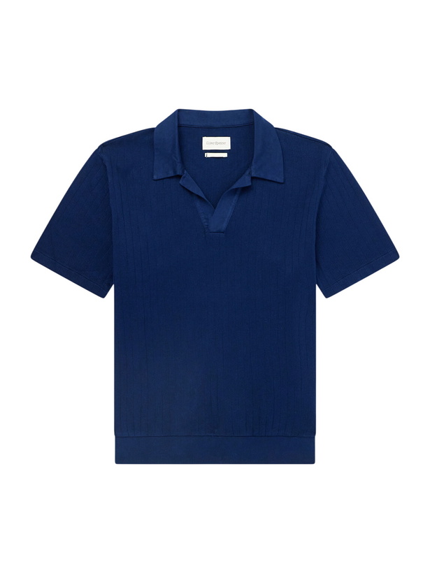 Photo: Oliver Spencer - Westcott Open-Collar Organic Cotton Polo Shirt - Blue