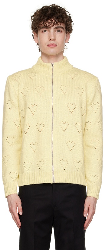 Photo: Ernest W. Baker SSENSE Exclusive Yellow Hearts Sweater