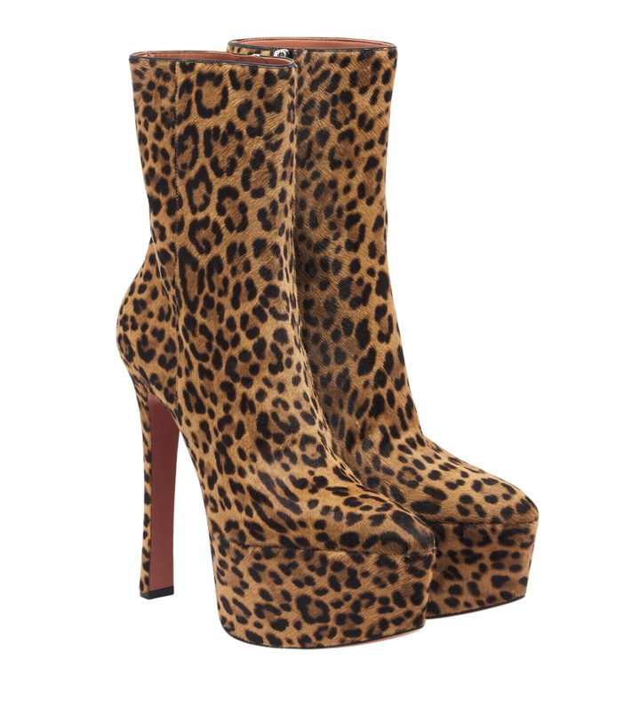 Photo: Amina Muaddi Cynthia calf hair platform ankle boots