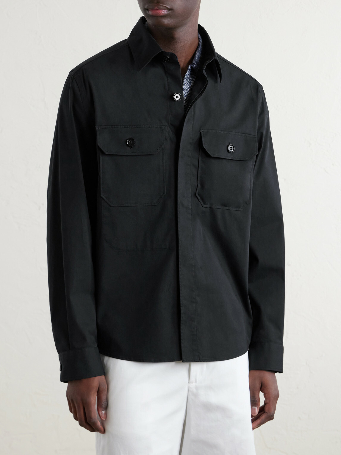 Zegna - Cotton-Blend Overshirt - Black