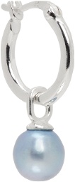Hatton Labs SSENSE Exclusive Silver & Blue Pearl Hoop Single Earring