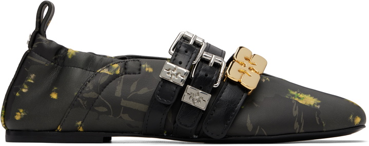 Photo: GANNI Green Sue Triple Printed Ballerina Flats