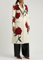Alice + Olivia Ivan Embellished Floral Appliquéd Felt Coat White