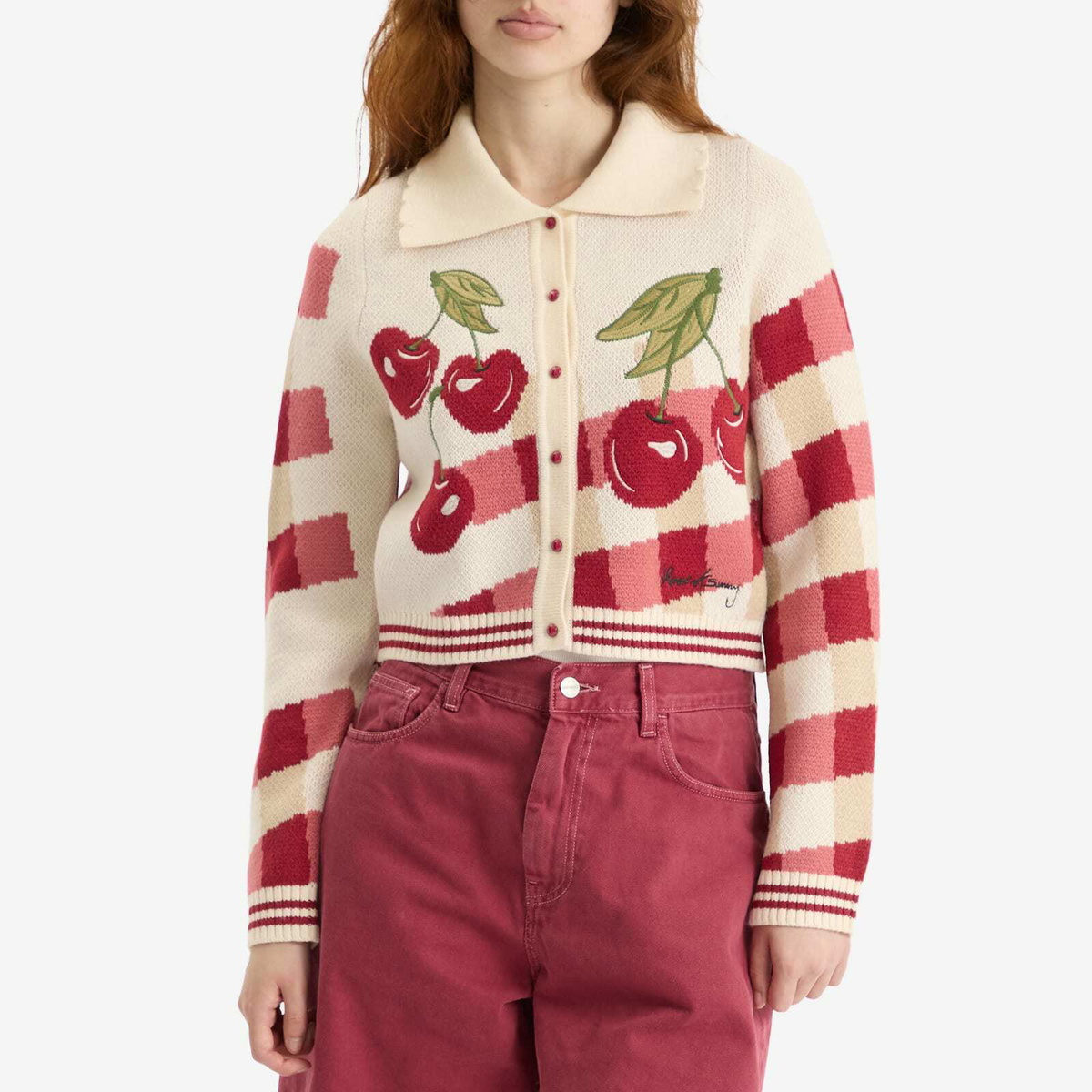 House Of Sunny Women's Cherry Tripper Knit Cardigan in Multi