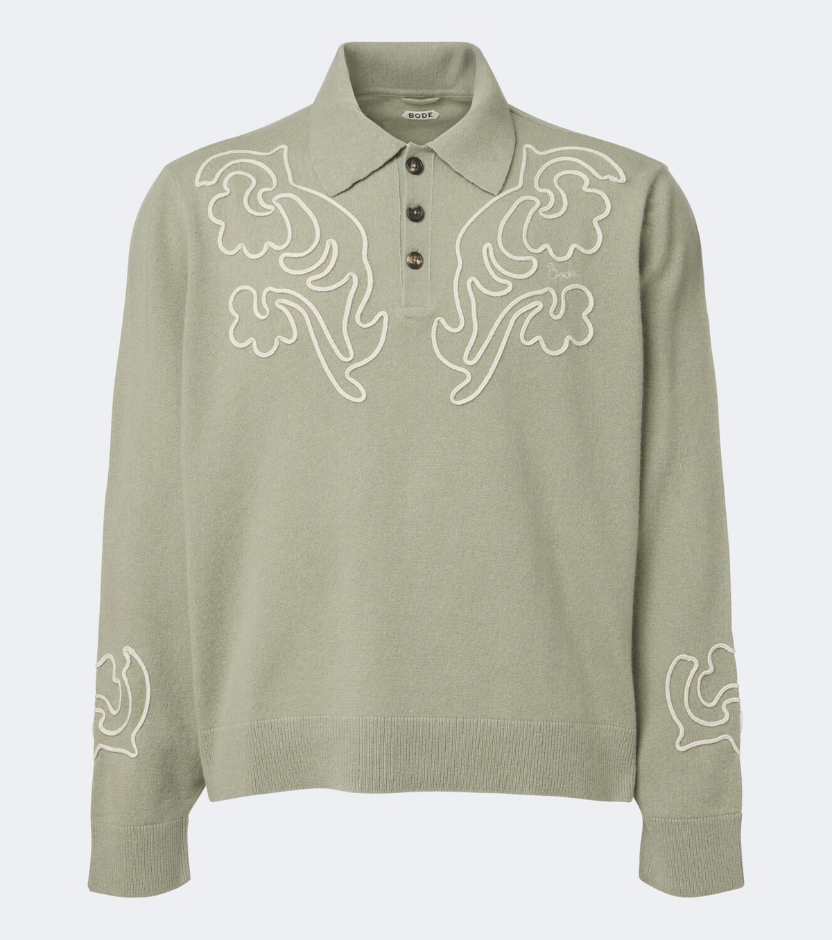 Bode Blaze embroidered wool polo sweater