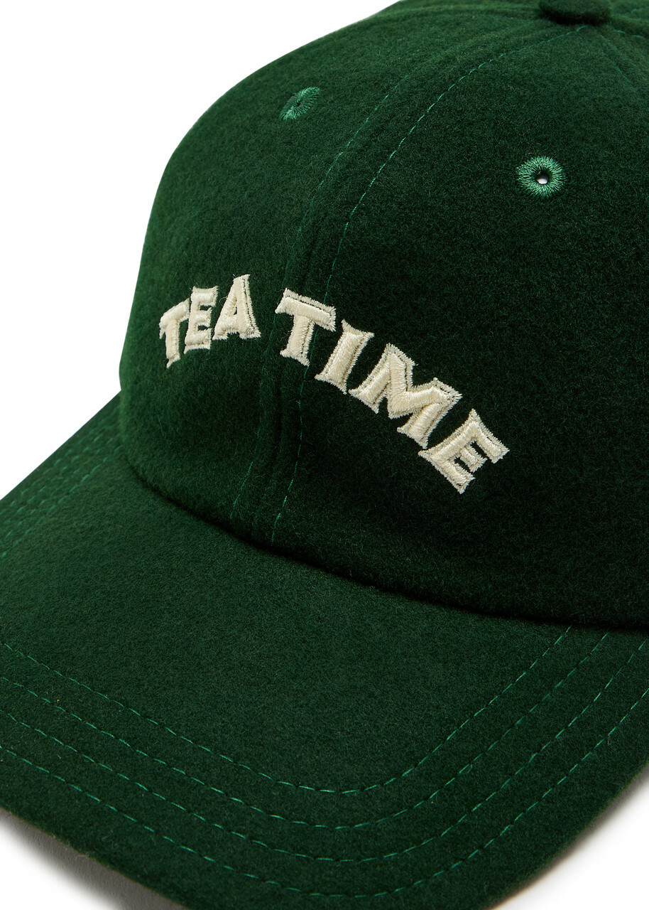 Drake's Tea Time Appliquéd Merino Wool cap - Dark Green - One Size