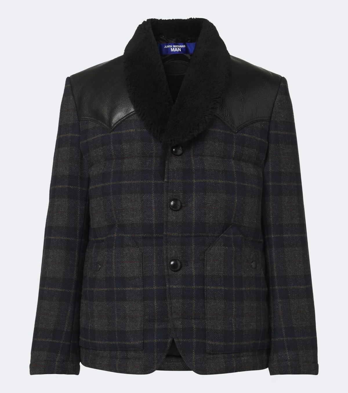 Junya Watanabe Leather-trimmed wool tweed down jacket