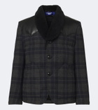 Junya Watanabe Leather-trimmed wool tweed down jacket