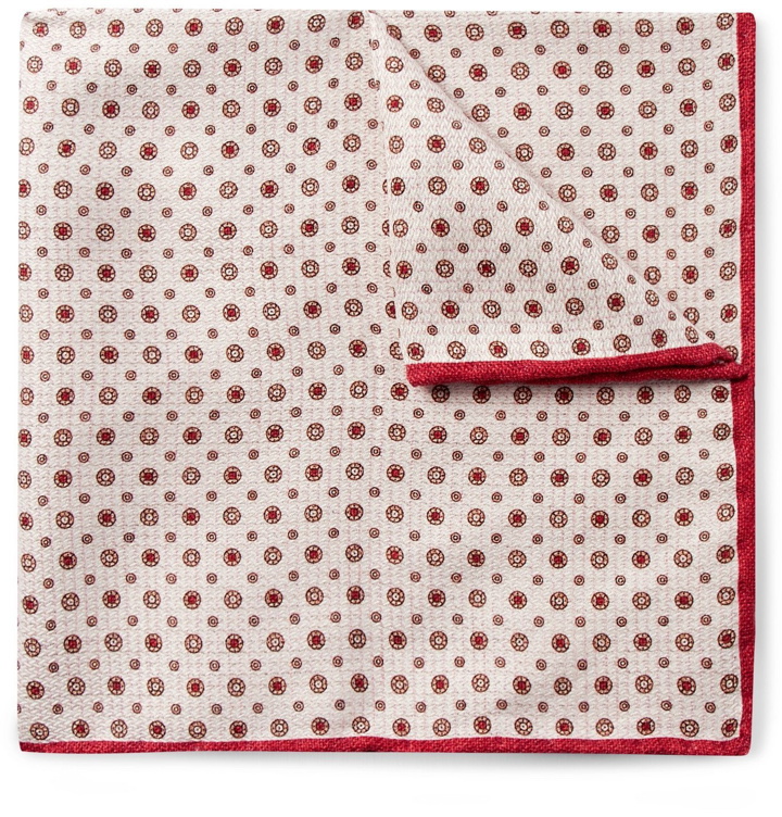 Photo: Brunello Cucinelli - Printed Silk-Jacquard Pocket Square - Red