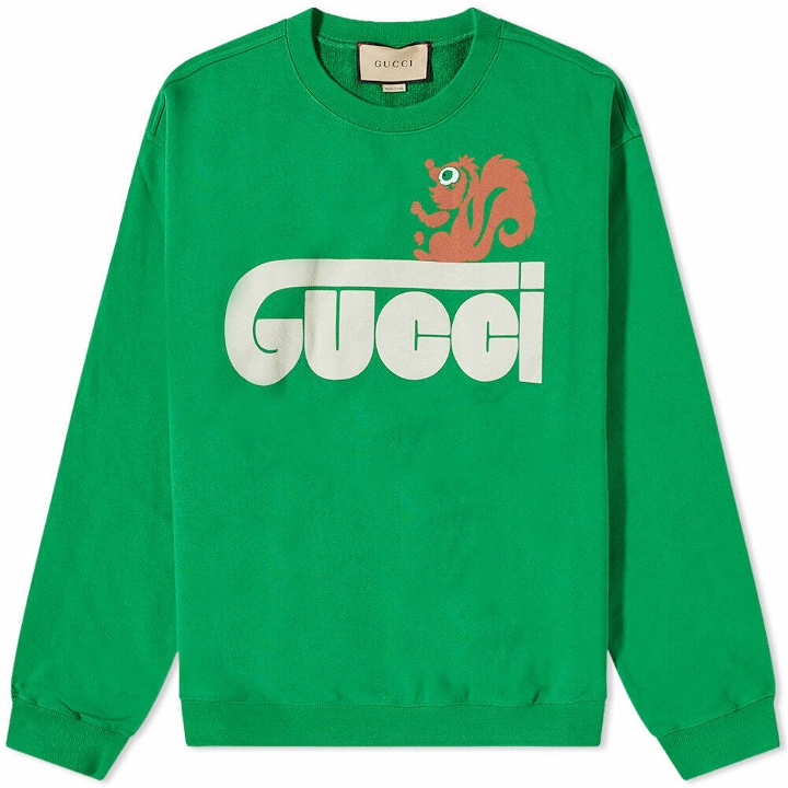 Photo: Gucci Men's Animal Logo Crew Sweat in Green
