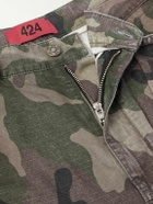 424 - Straight-Leg Camouflage-Print Cotton-Ripstop Drawstring Cargo Shorts - Green