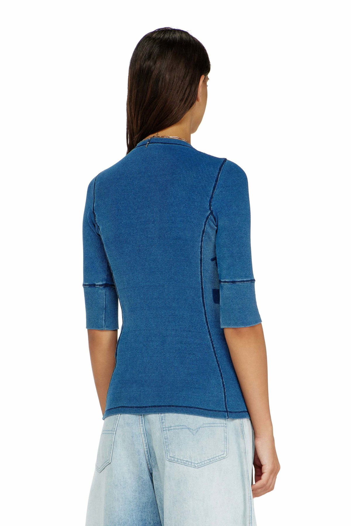 Diesel Henley top with shadow-patch effects - Tops Womens in Blue