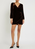 Paige Lawry Draped Velour Mini Dress Aubergine