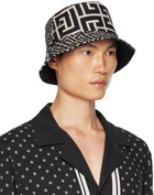 Balmain Black & Off-White Jacquard Hat