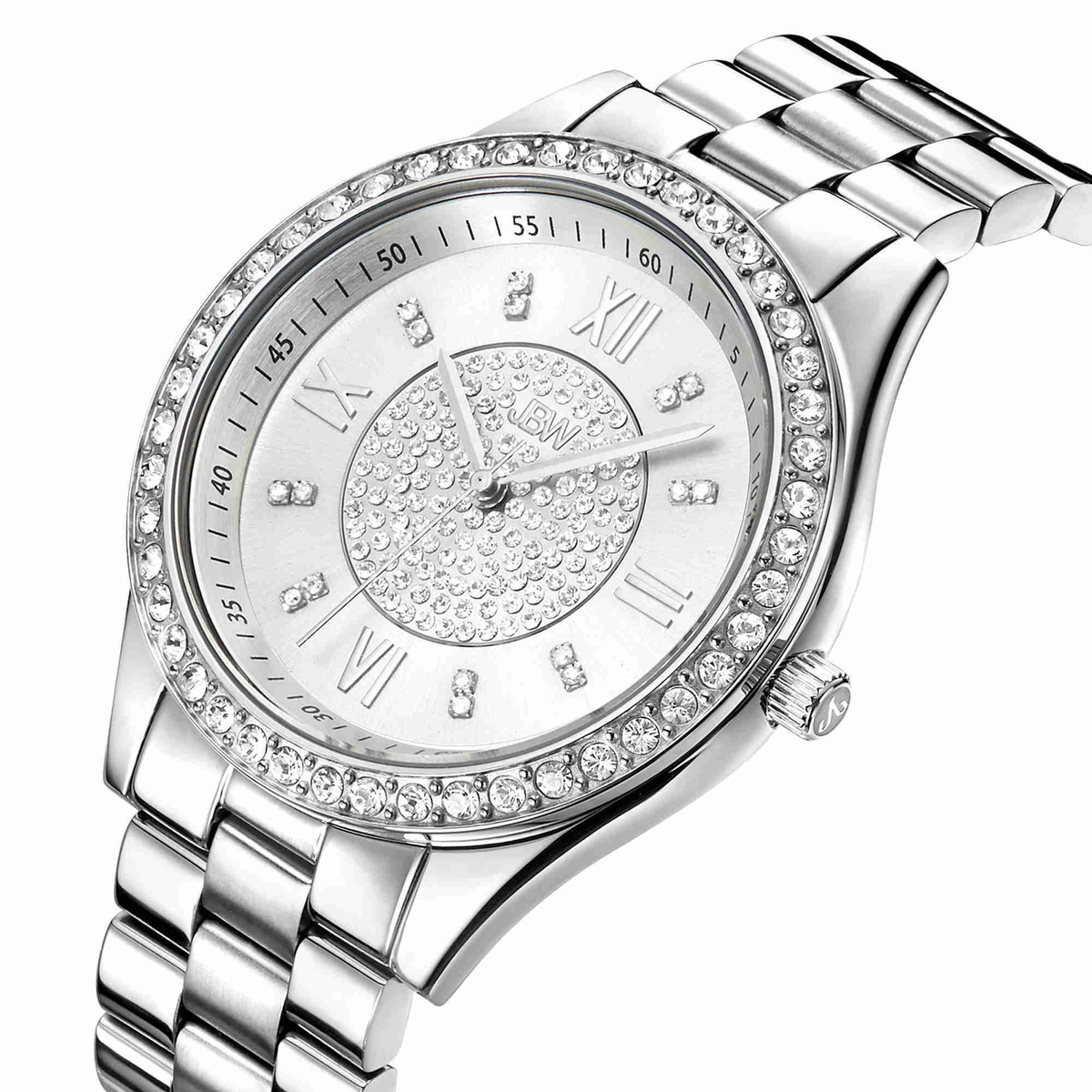 JBW Mondrian Silver Diamond Dial Stainless Steel Ladies Watch J6303A