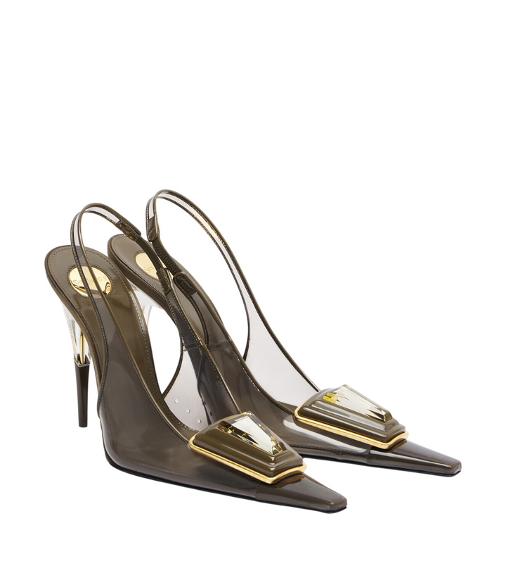 Photo: Saint Laurent Sibyl leather-trimmed TPU slingback pumps
