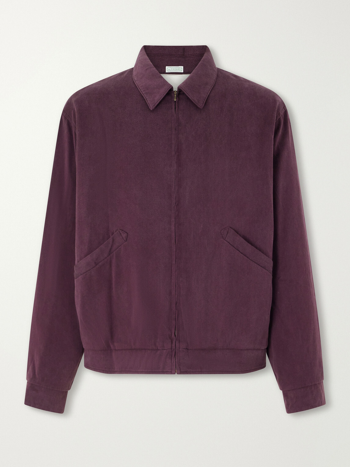 A.PRESSE - Silk-Blend Gabardine Bomber Jacket - Burgundy