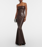 Norma Kamali Strapless faux leather fishtail gown