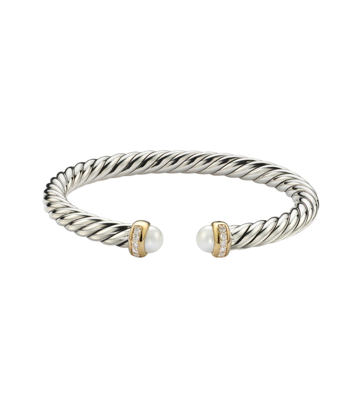 Photo: David Yurman Cable Flex® sterling silver and 14kt gold cuff bracelet with diamonds and pearls