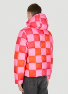 Gradient Damier Puffer Jacket in Pink