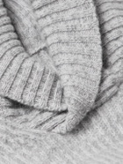 Kingsman - Shawl-Collar Ribbed Wool Sweater - Gray