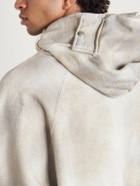 Satoshi Nakamoto - Cargo Oversized Distressed Logo-Print Cotton-Jersey Hoodie - White