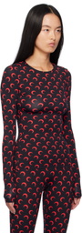 Marine Serre Black & Red Moon Second Skin Long Sleeve T-shirt