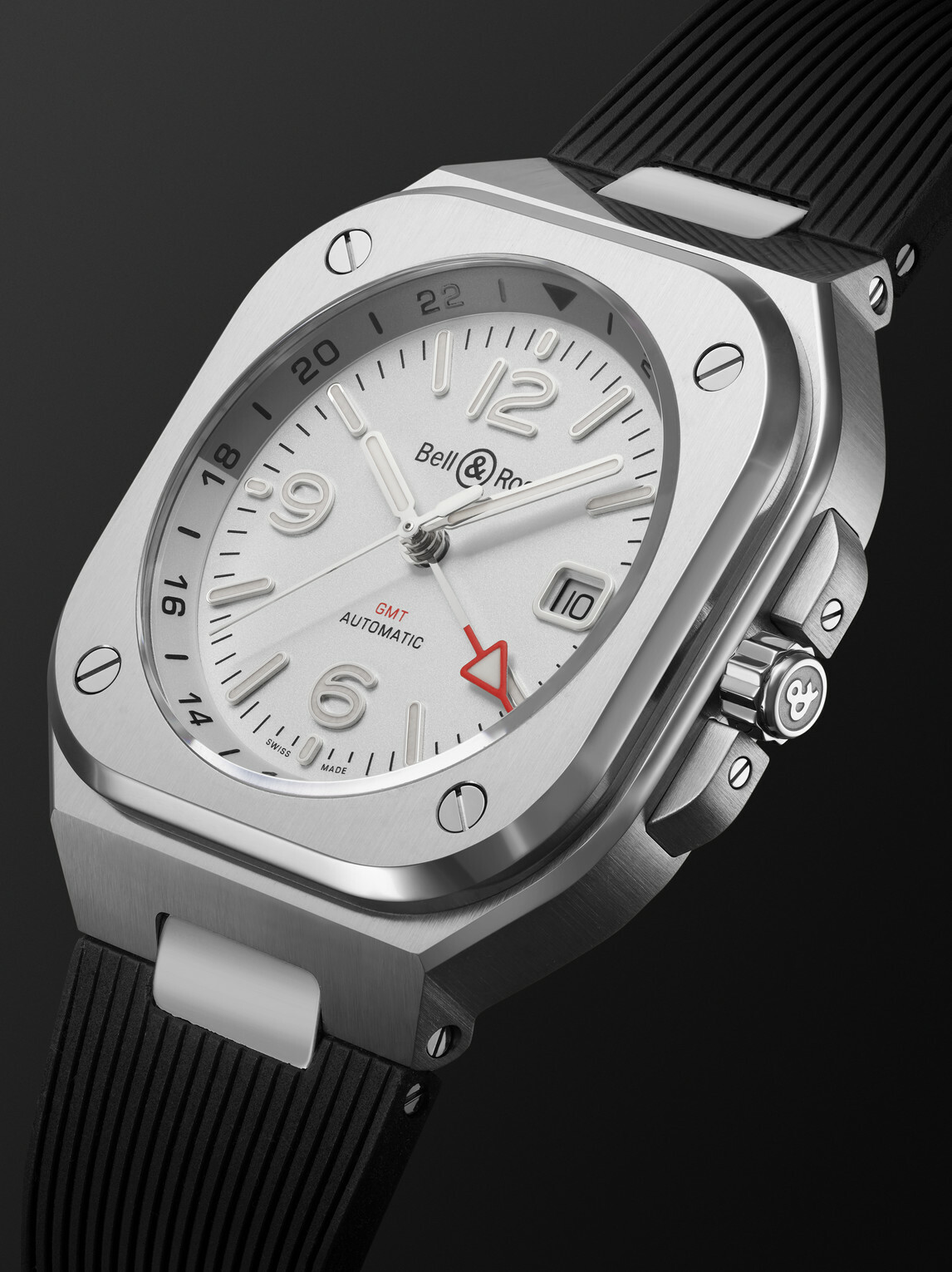Bell & Ross - BR 05 Automatic GMT 41mm Stainless Steel and Rubber Watch, Ref. No. BR05G-SI-ST/SRB BU23NOV