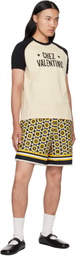 Valentino Black & Yellow Bulles Royales Print Shorts
