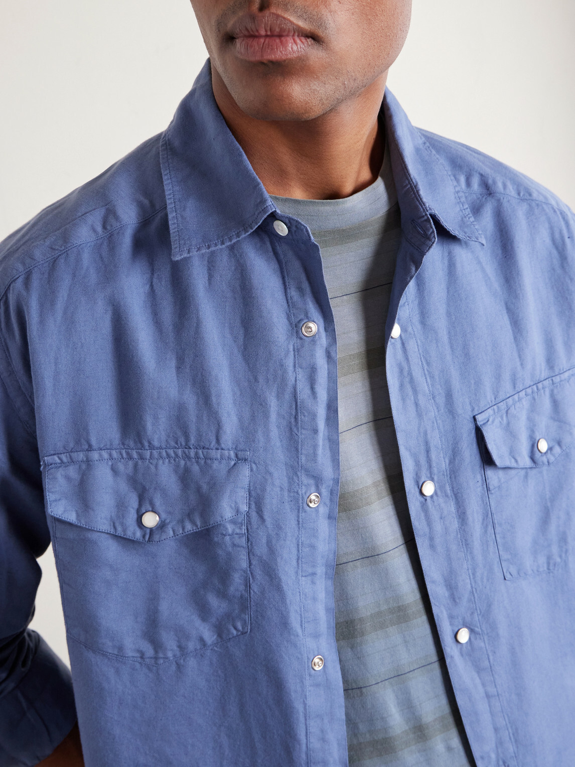 3sixteen - Cotton and Linen-Blend Shirt - Blue