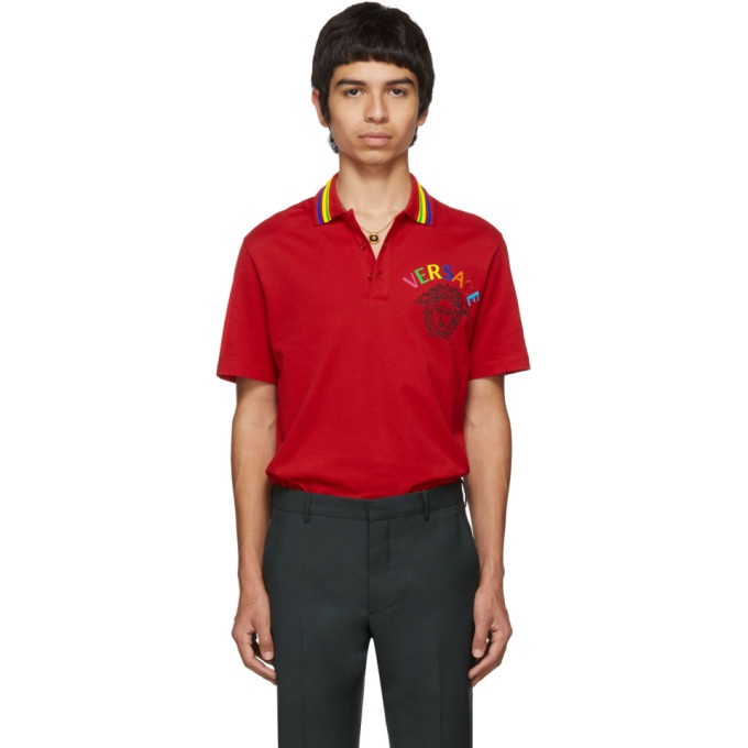 Photo: Versace Red Embroidered Medusa Polo