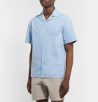 Mr P. - Camp-Collar Cotton-Poplin Shirt - Blue