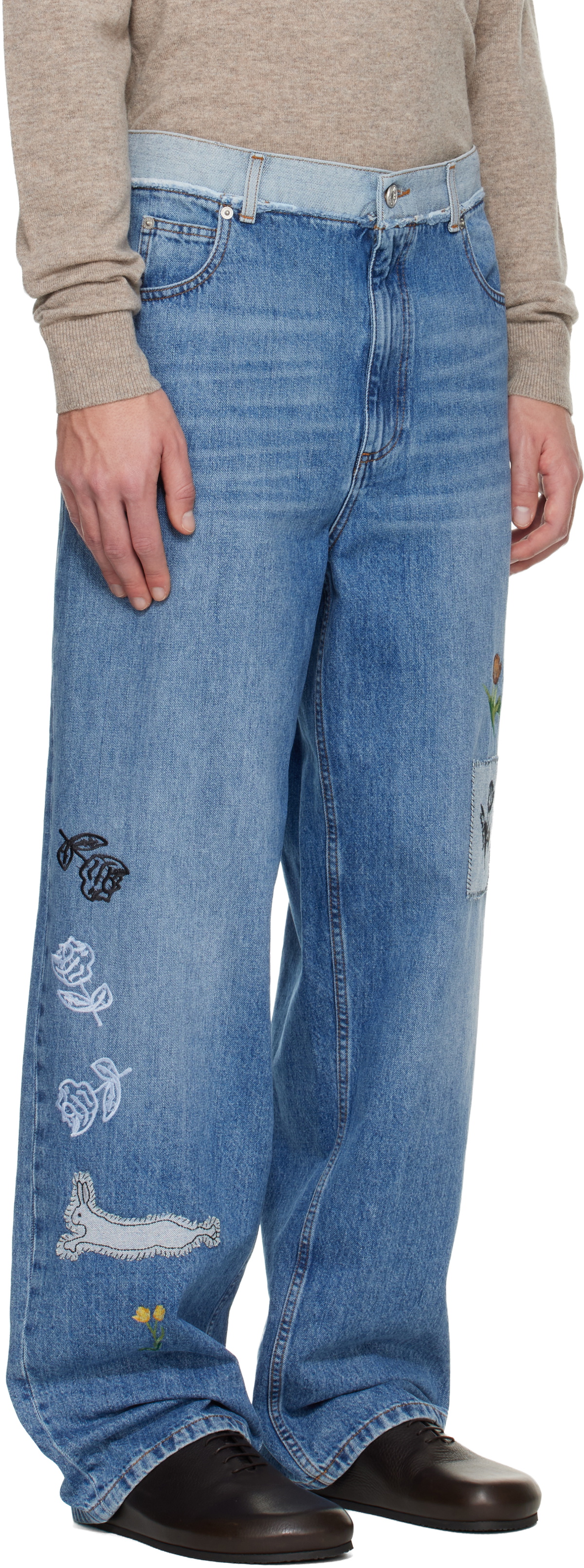 Marni Blue Embroidered Jeans