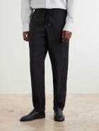 James Perse - Straight-Leg Linen-Blend Canvas Drawstring Trousers - Black