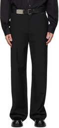 We11done Black One Side Flap Detail Trousers