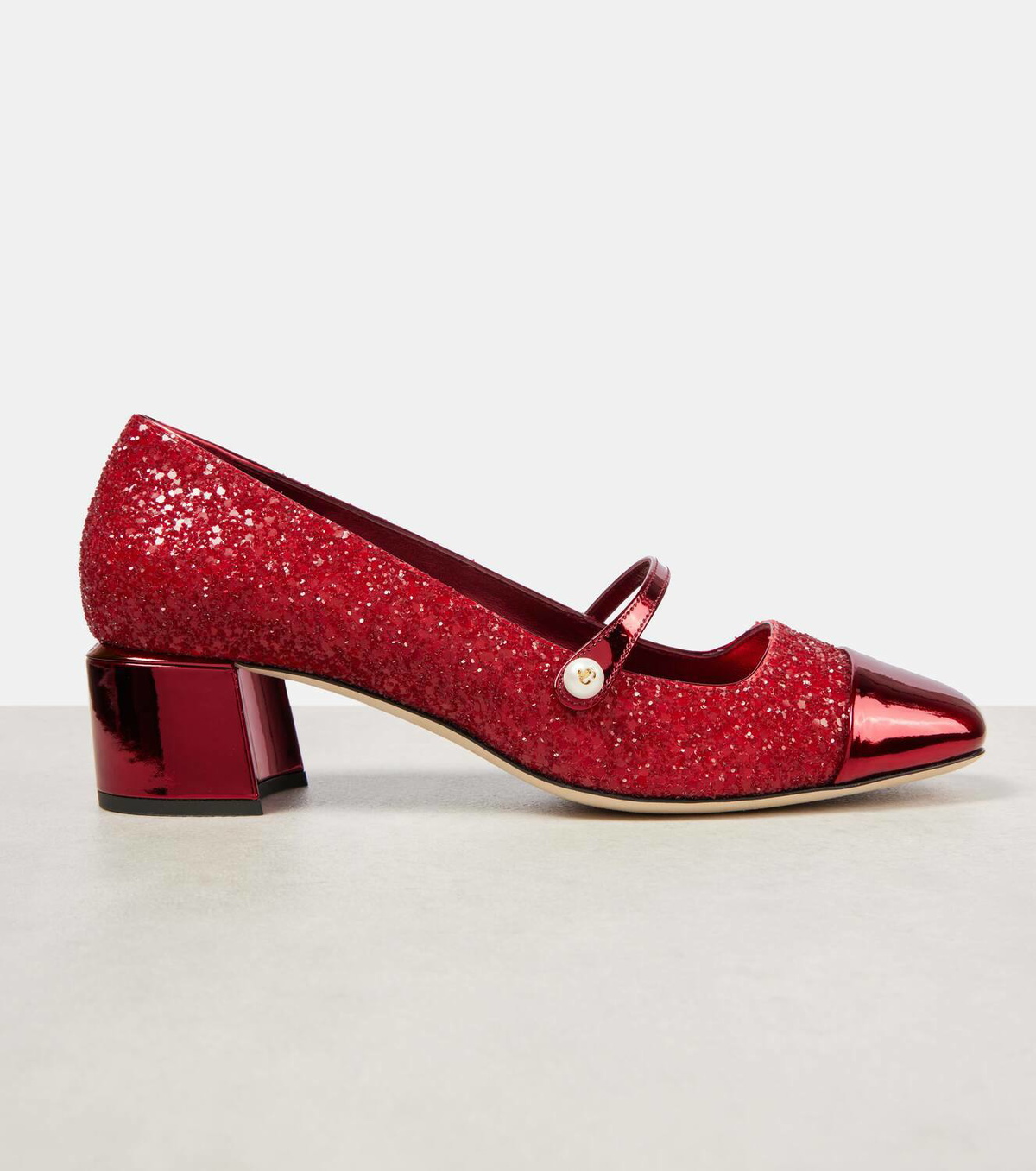 Jimmy Choo Elisa 45 glitter and leather Mary Jane pumps