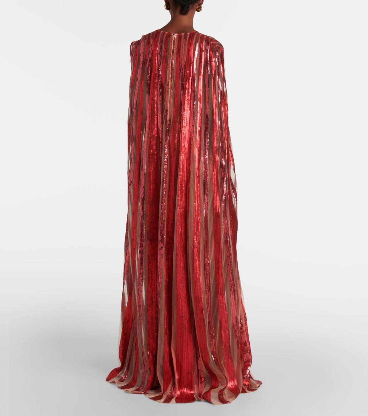 Elie Saab Caped sequined tulle gown