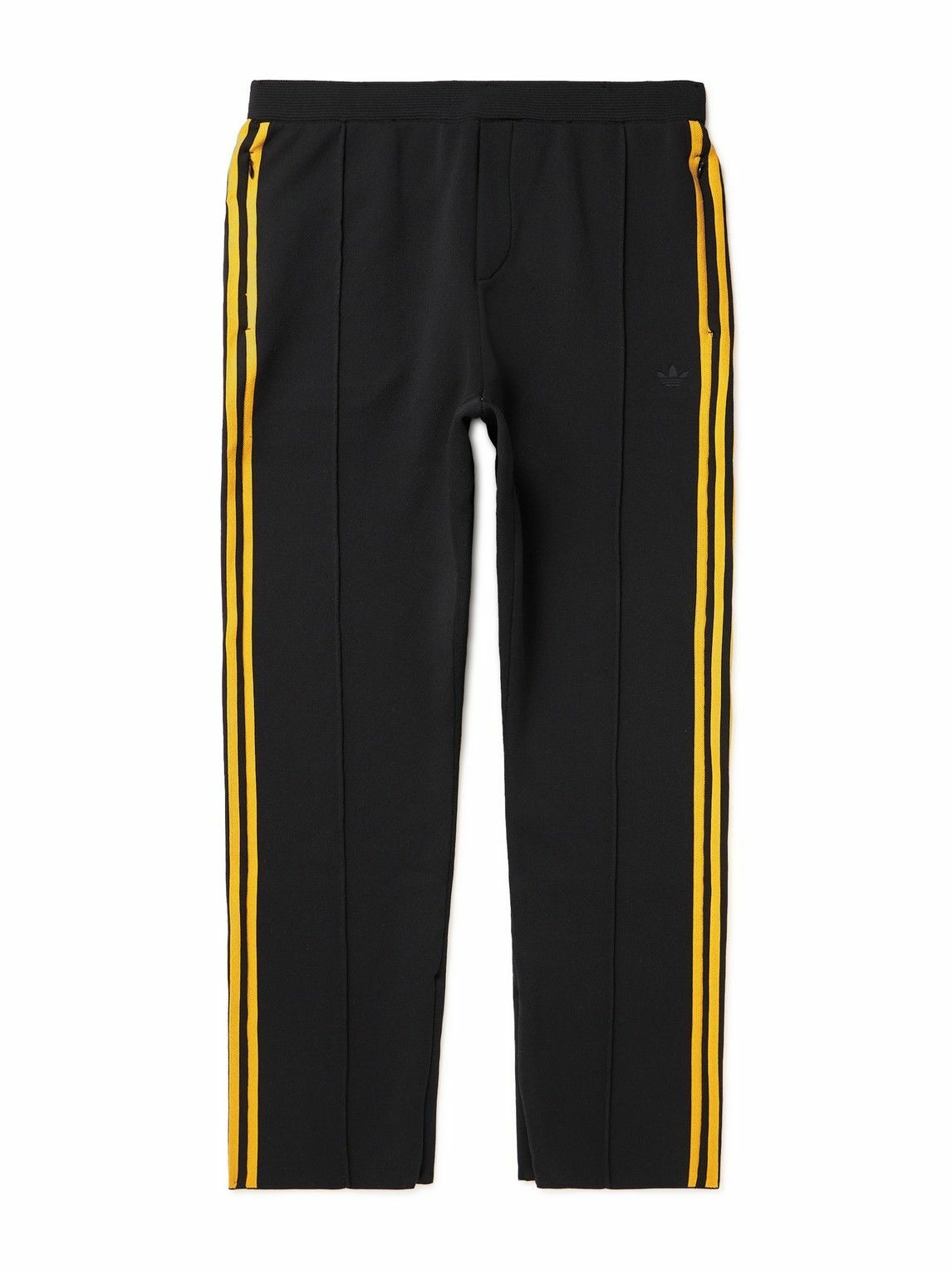 Photo: adidas Consortium - Wales Bonner Slim-Fit Straight-Leg Striped Pleated Knitted Sweatpants - Black