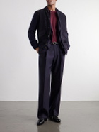 Slowear - Zanone Slim-Fit Suede and Honeycomb-Knit Virgin Wool Bomber Jacket - Blue