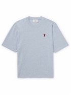AMI PARIS - Logo-Embroidered Cotton-Jersey T-Shirt - Blue