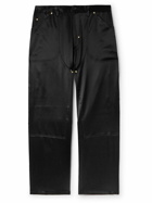 4SDesigns - Utility Straight-Leg Silk-Satin Trousers - Black