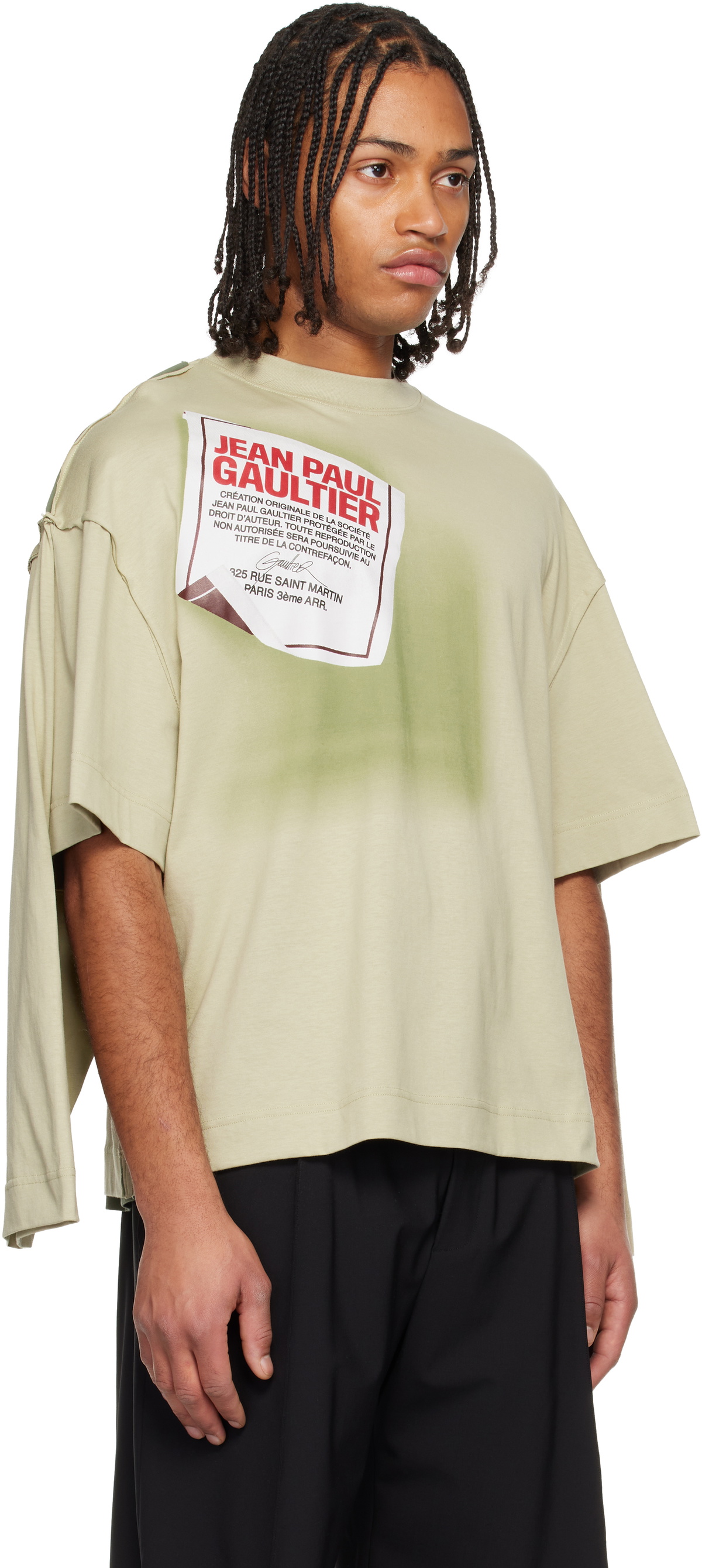 Jean Paul Gaultier Green 'The Gaultier Label' Double T-shirt Jean