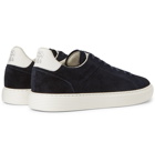 Brunello Cucinelli - Leather-Trimmed Suede Sneakers - Blue