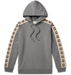 Gucci - Oversized Webbing-Trimmed Loopback Cotton-Jersey Hoodie - Gray
