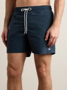 CELINE - Straight-Leg Mid-Length Logo-Embroidered Swim Shorts - Blue