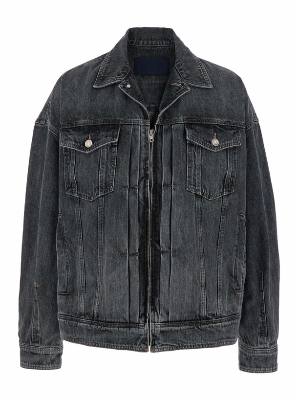 Photo: Juun.J Grey Jacket With Wide Notched Revers And Dropped Shoulders In Denim Man